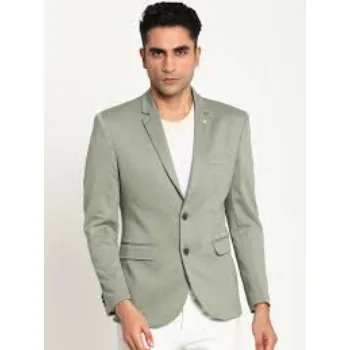 Grey Cotton Solid Formal Blazer